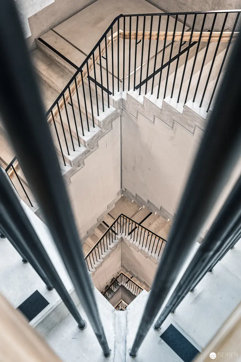 Vertigo-Inducing Stairwell Perspective in Architectural Photography