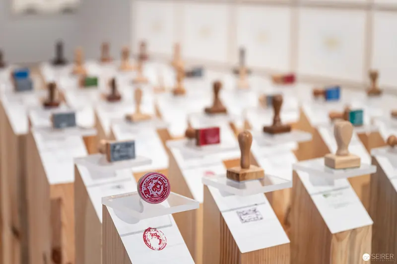 Wooden Stamp Display at Landesgalerie Niederösterreich Exhibition