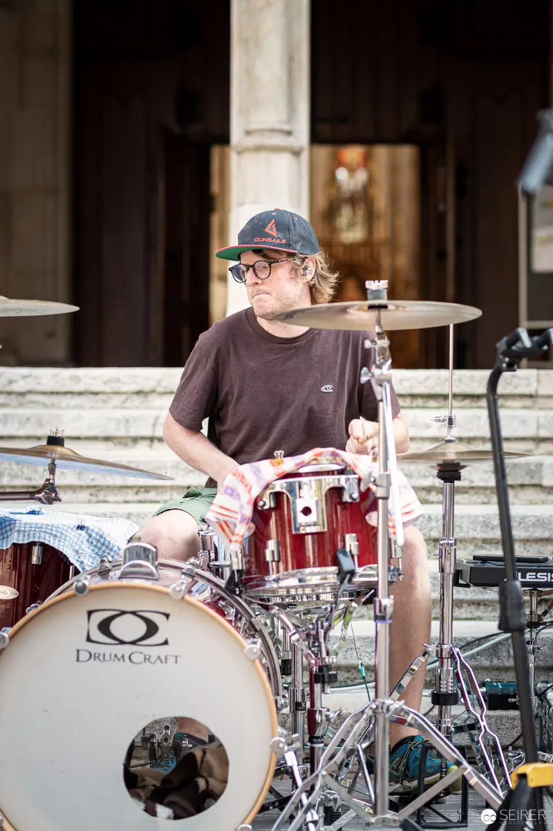 Drummer Performing at "Musik Befreit" Final Concert in Wieden