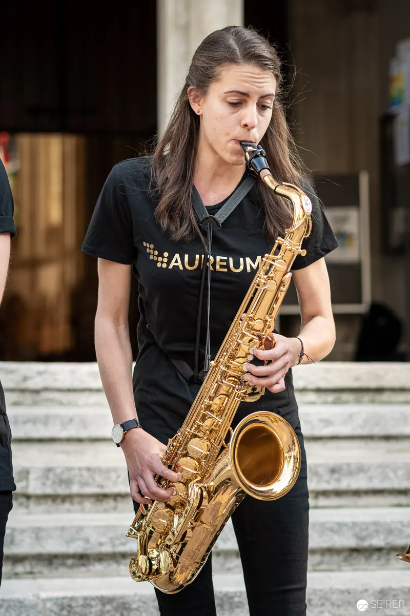 Aureum Saxophonquartett Musician Performing in Black at Musik Befreit Finale Concert