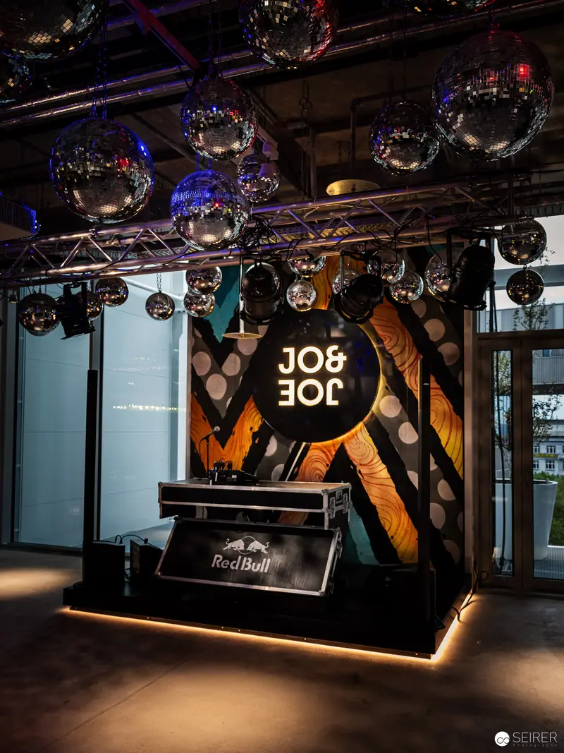 Red Bull DJ Booth at Jo&Joe Hotel Westbahnhof Wien with Disco Lighting