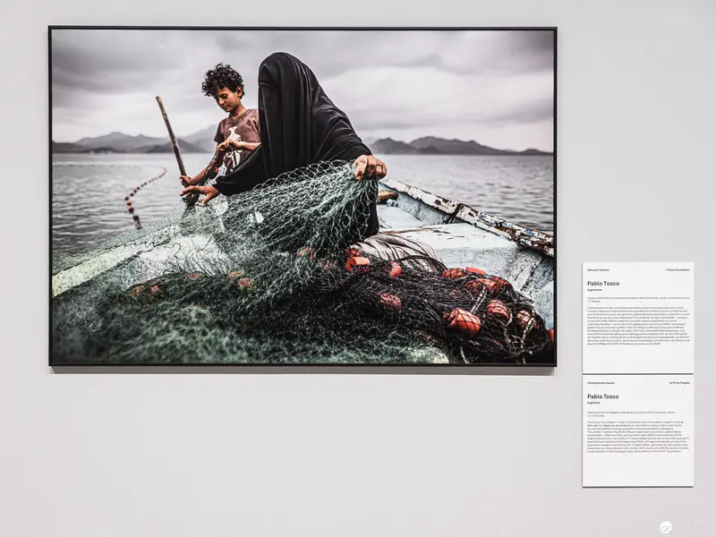 Fishers Mending Nets on Misty Waters, Gathering Fishing Equipment
