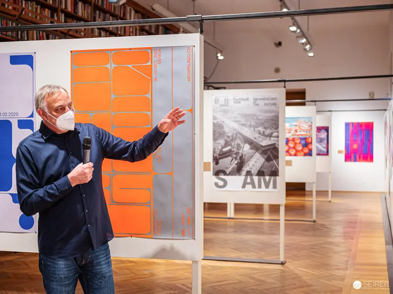 Curator Presenting Graphic Design Exhibition at "100 Best Posters" Event, MAK Vienna