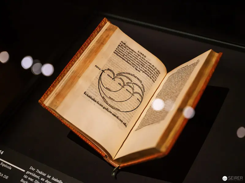 Ancient Scholarly Text Displayed Open, Revealing Intricate Anatomical Diagram
