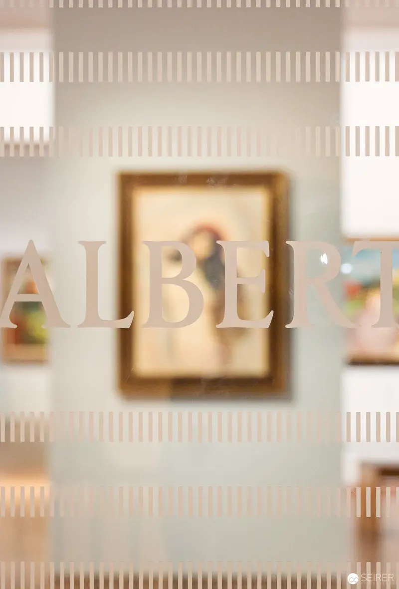 Blurred Albertina Museum Text Installation Featuring Layered Typography