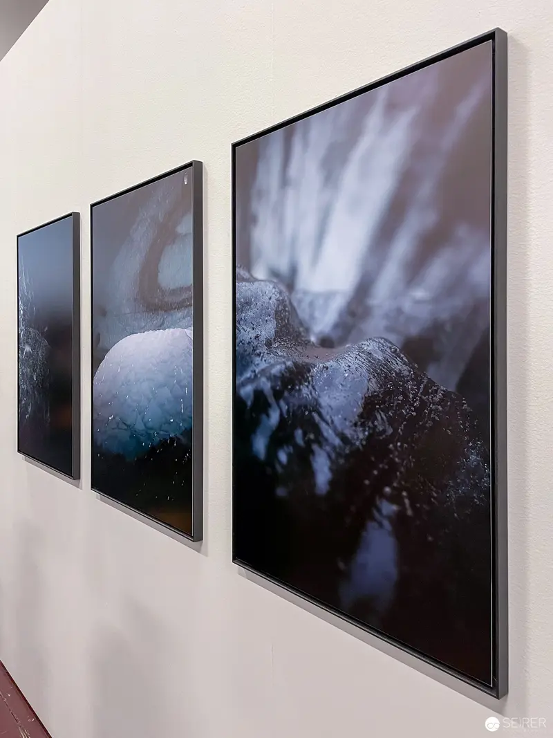 Abstract Photographic Triptych in Monochromatic Blue-Gray Tones