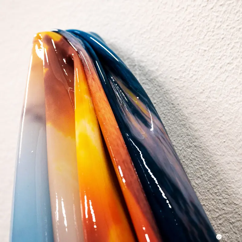 Abstract Fluid Color Study with Gradient Blue, Orange, and Yellow Tones