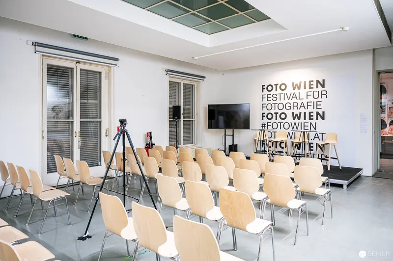 Foto Wien 2022 Exhibition Space with Staged Photography Lecture Setup