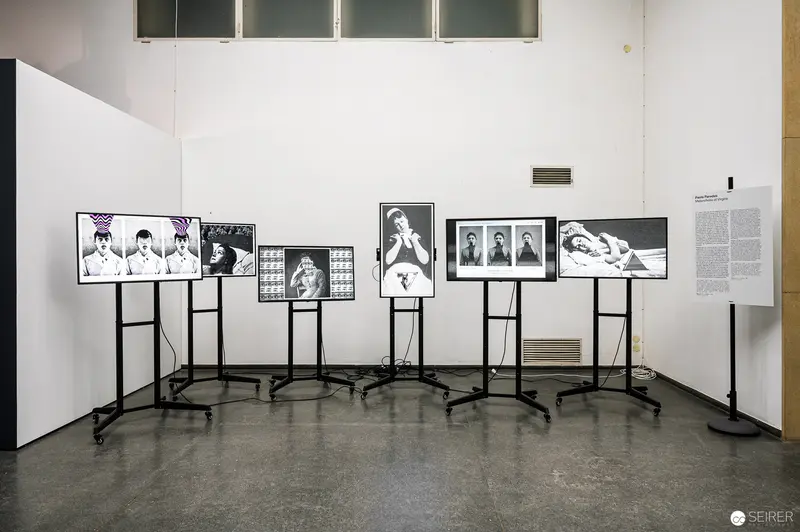 FOTO WIEN 2022 Exhibition: Black and White Photographic Installations on Mobile Stands