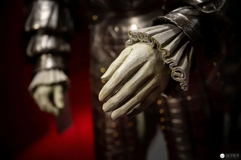 Medieval Armored Gauntlet Detail from Historic Armor Exhibition
