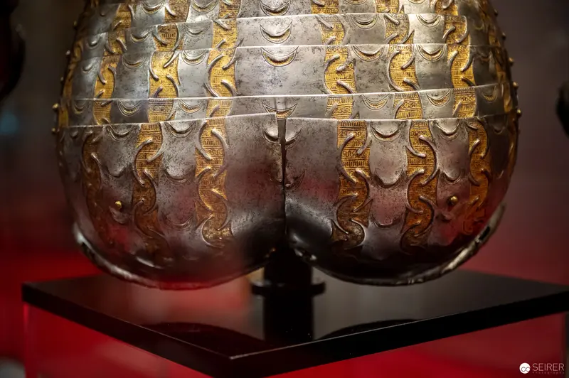 Ornate Metalwork Sphere with Gold and Silver Decorative Patterning