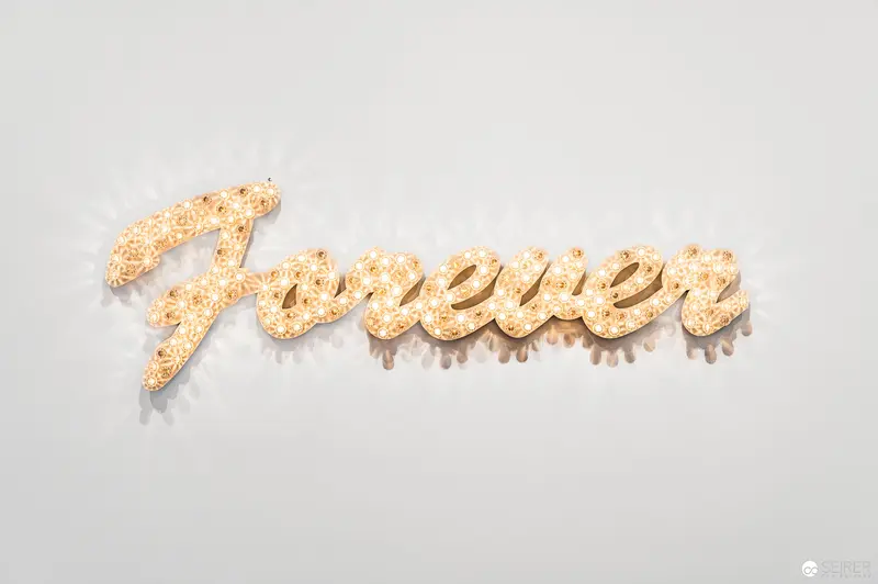 Delicate Typographic Composition with Golden Textured "Forever" Script