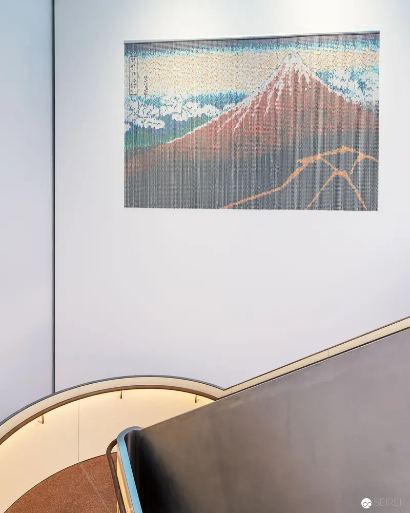 Hokusai's Mount Fuji Print Displayed in Minimalist Contemporary Gallery Space