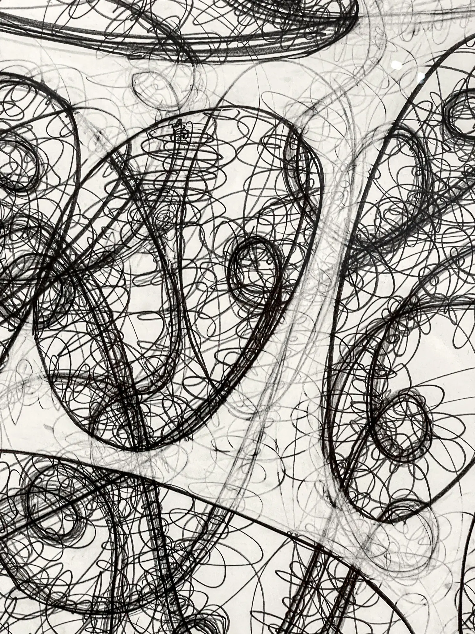 Tony Cragg Abstract Sketch: Interweaving Linear Geometries in Black and White