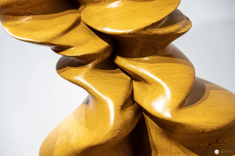 Tony Cragg Sculptural Wooden Form: Undulating Organic Abstraction in Golden Tones