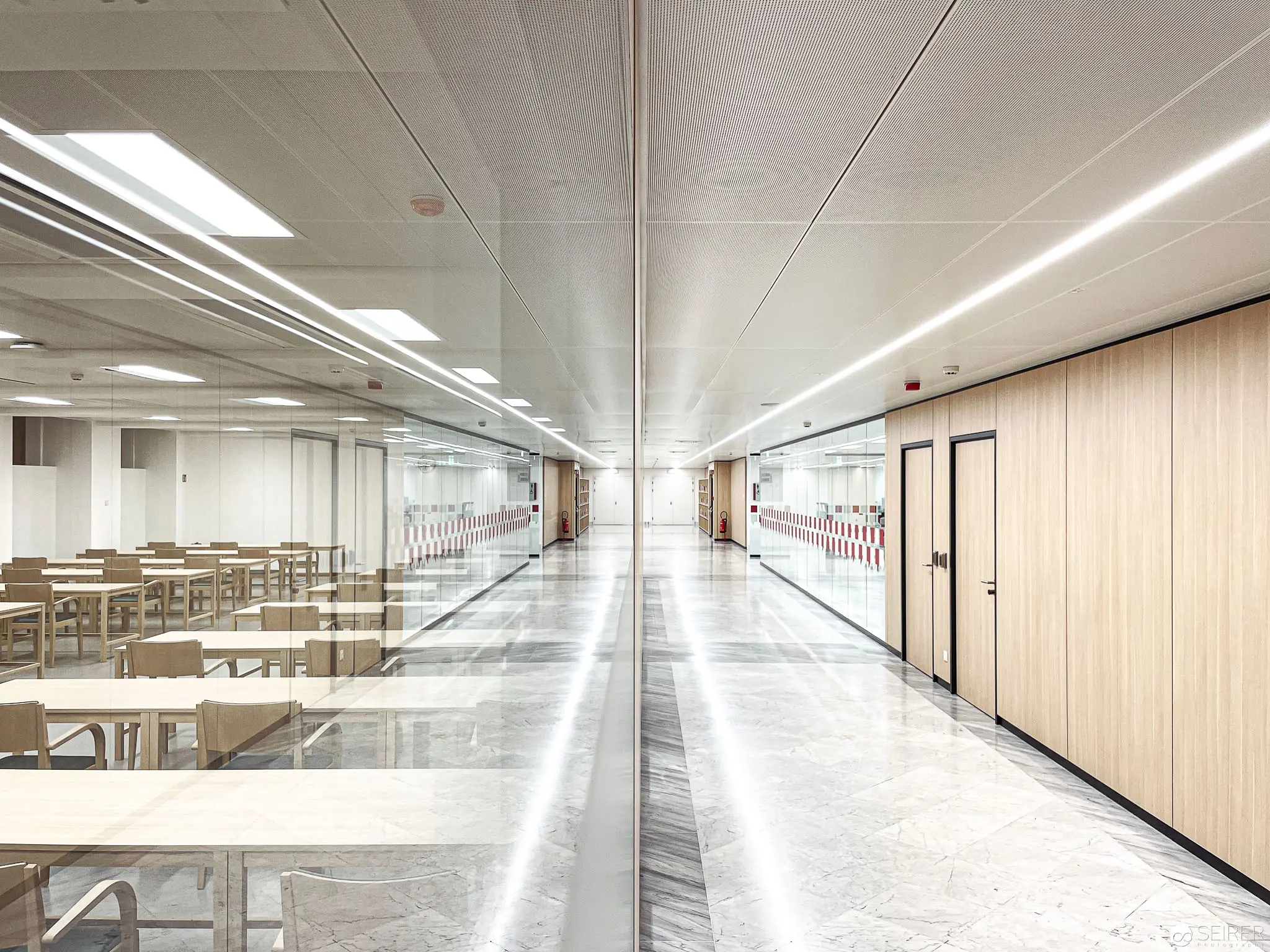 Minimalist Interior of Center for Information and Media Competence, Vienna