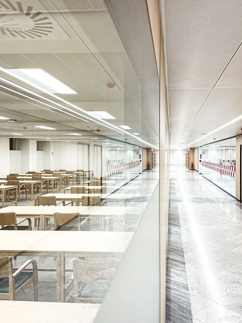 Minimalist Interior of Center for Information and Media Competence, Vienna National Library