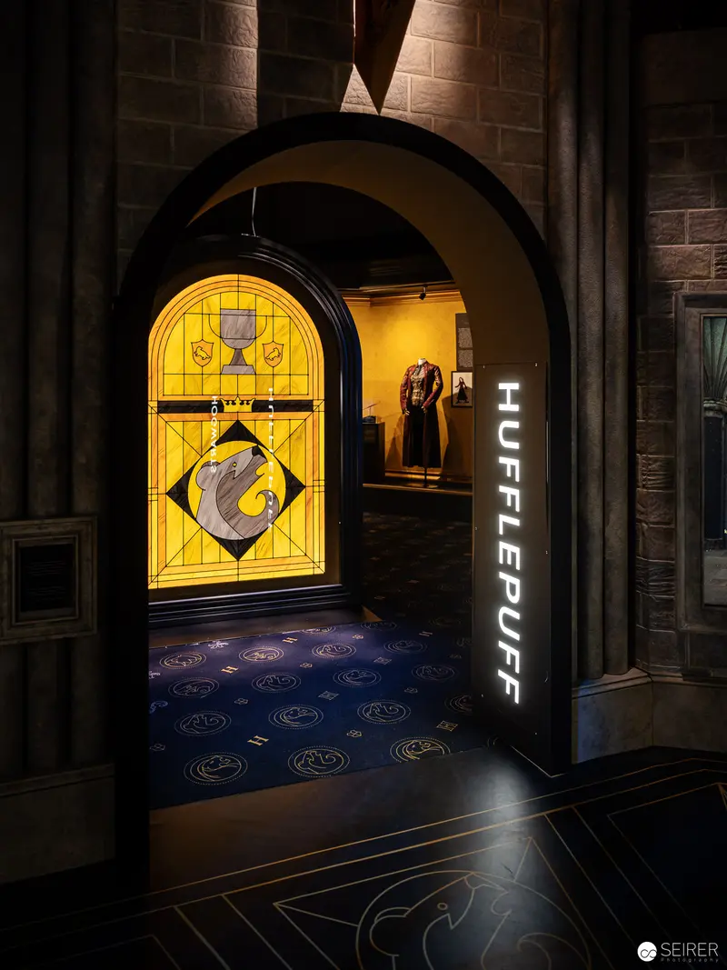 Hufflepuff House Stained Glass Window at Harry Potter Exhibition, Vienna