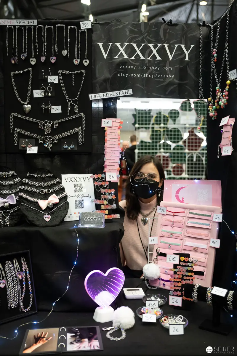 Jewelry Vendor's Intricate Display at Vienna ComicCon Crafts Exhibition