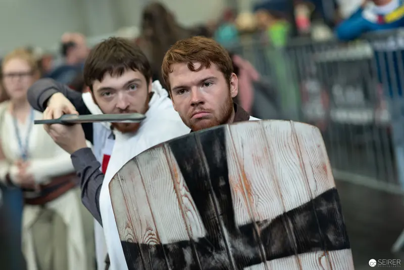 Medieval Cosplayers with Shield and Sword at Vienna ComicCon 2022