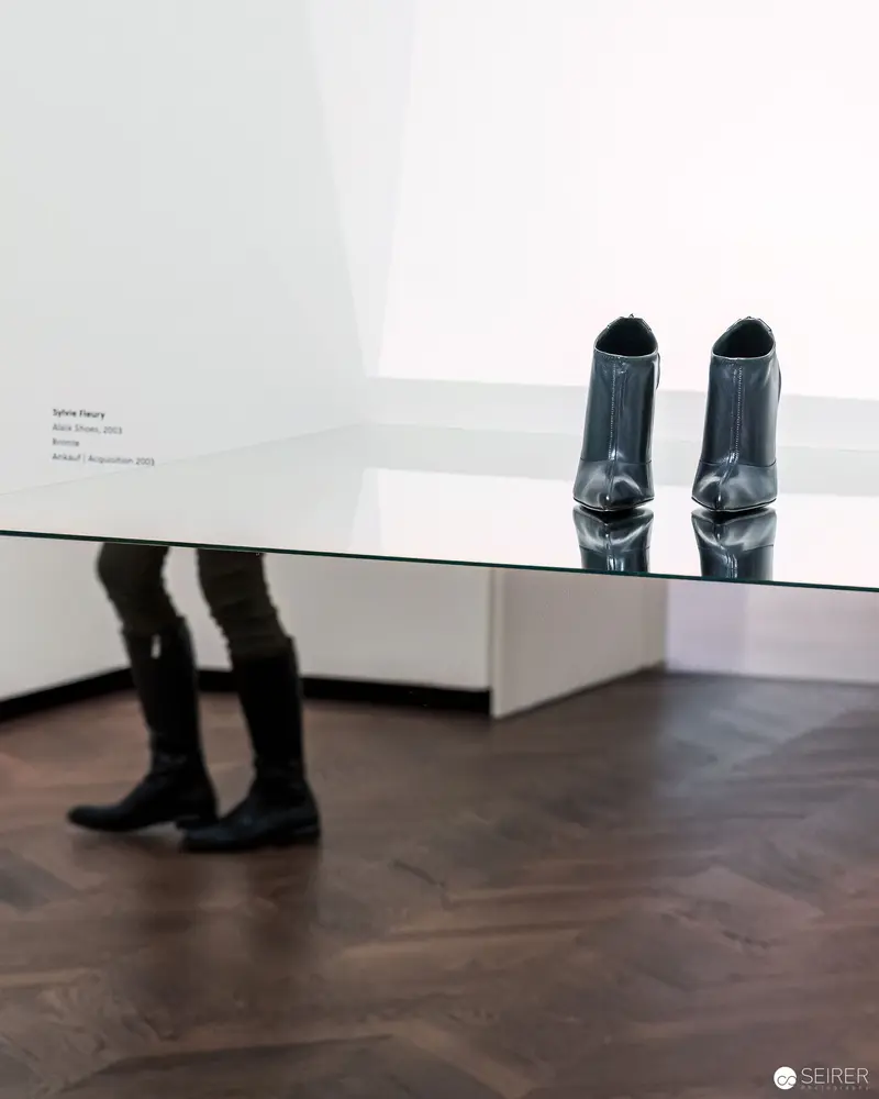 Reflective Installation View with Metallic Boots at Heidi Horten Collection "LOOK"