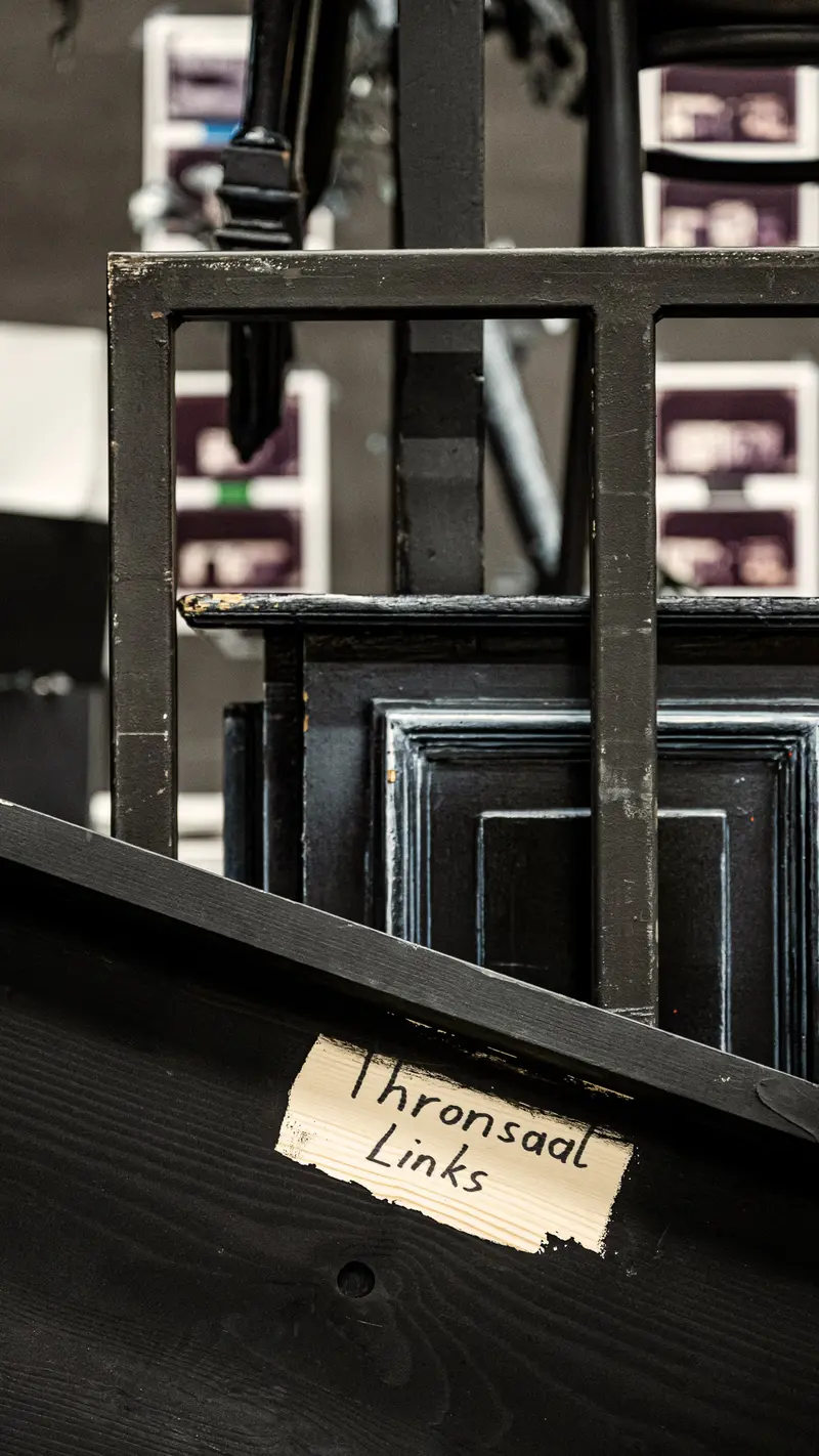 Theatrical Props and Labeled Set Piece in Monochromatic Staging
