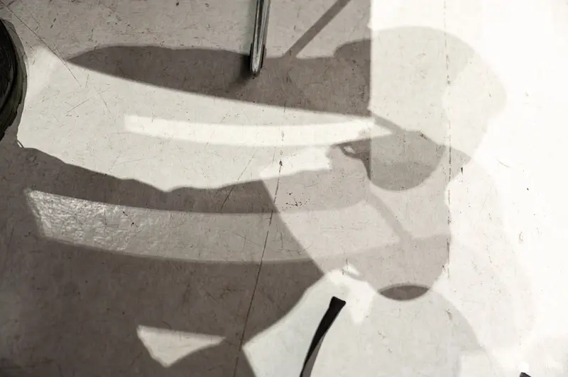 Shadow Play of Fragmented Forms in Monochrome Abstraction