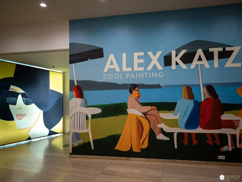 Alex Katz Exhibition View: Cool Painting Mural at Gallery Entrance