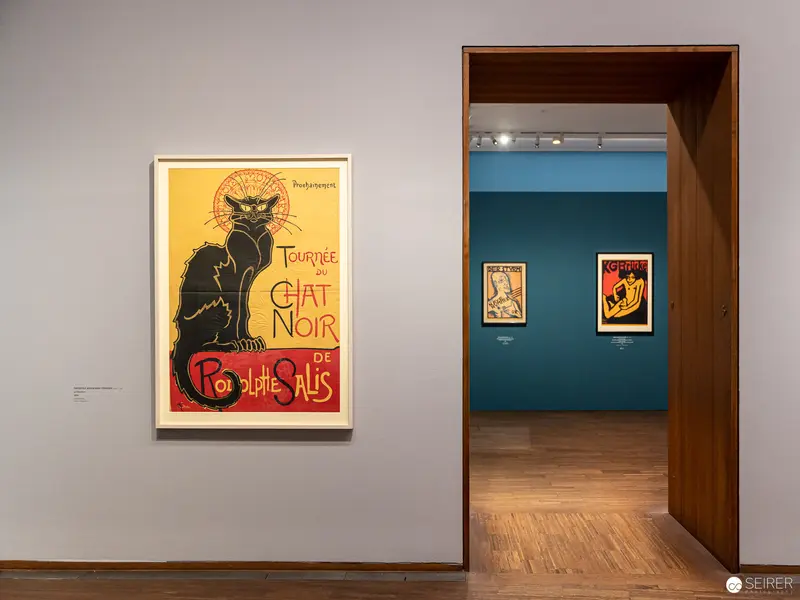 Théophile Steinlen's "Chat Noir" Poster Displayed in Museum Exhibition Gallery