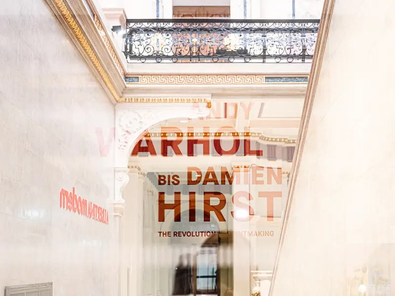 Andy Warhol to Damien Hirst: Reflective Exhibition Signage at Albertina Modern