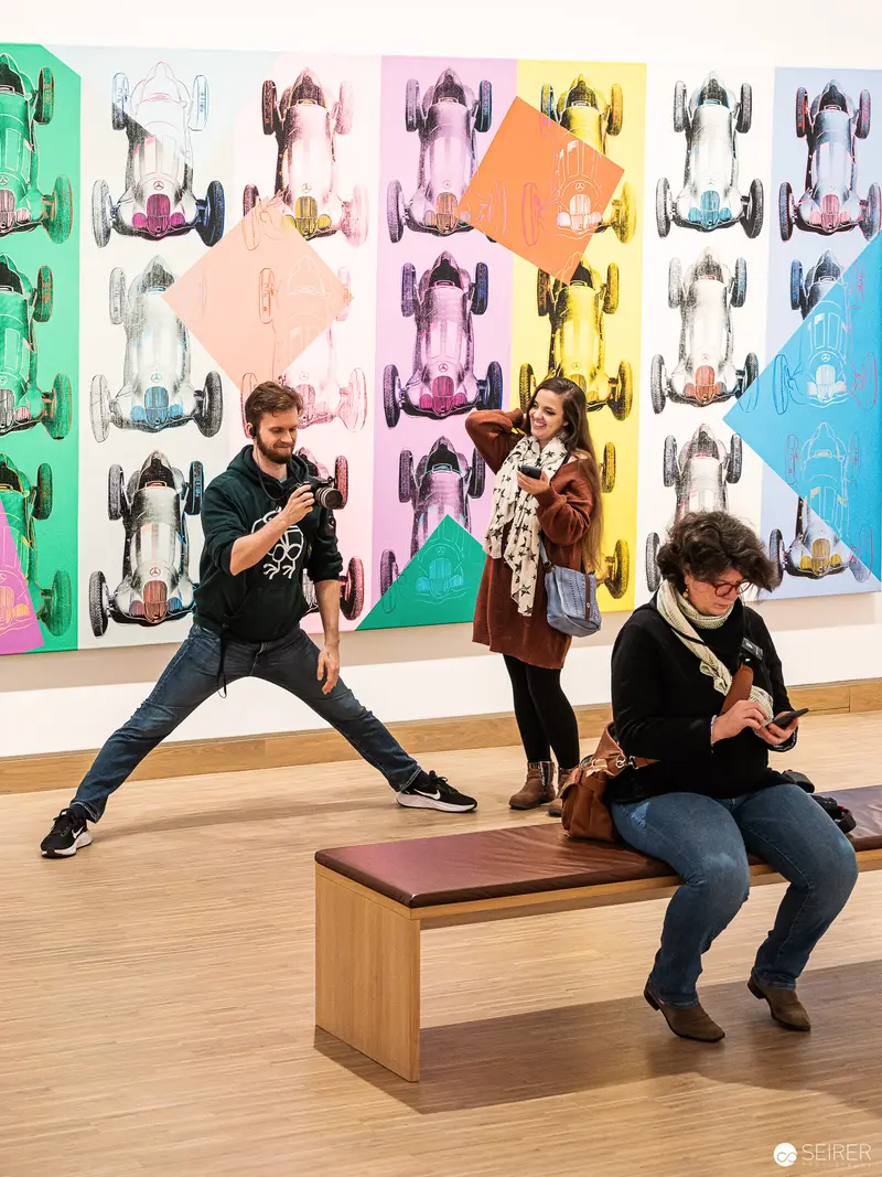 Visitors Interacting with Warhol-Inspired Artwork at Albertina Modern, Vienna