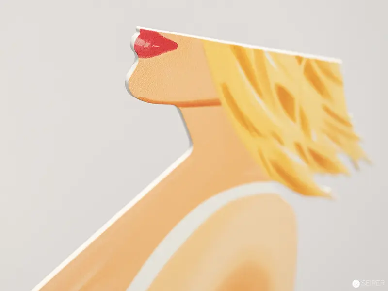 Alex Katz Exhibition: Stylized Profile of Blonde Woman with Red Lips at Albertina Wien