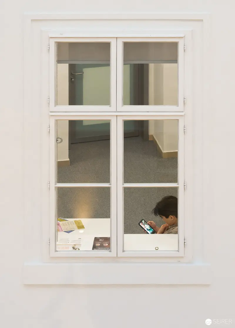 Solitary Figure at Window, Webster University Vienna Interior Composition