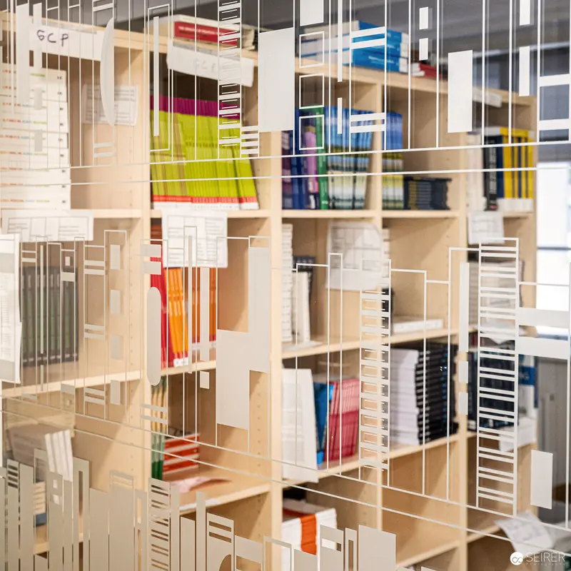 Architectural Model of Fragmented Library Shelving and Spatial Interconnections