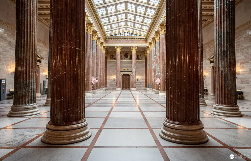 Neoclassical Interior of Vienna Parliament with Monumental Marble Columns