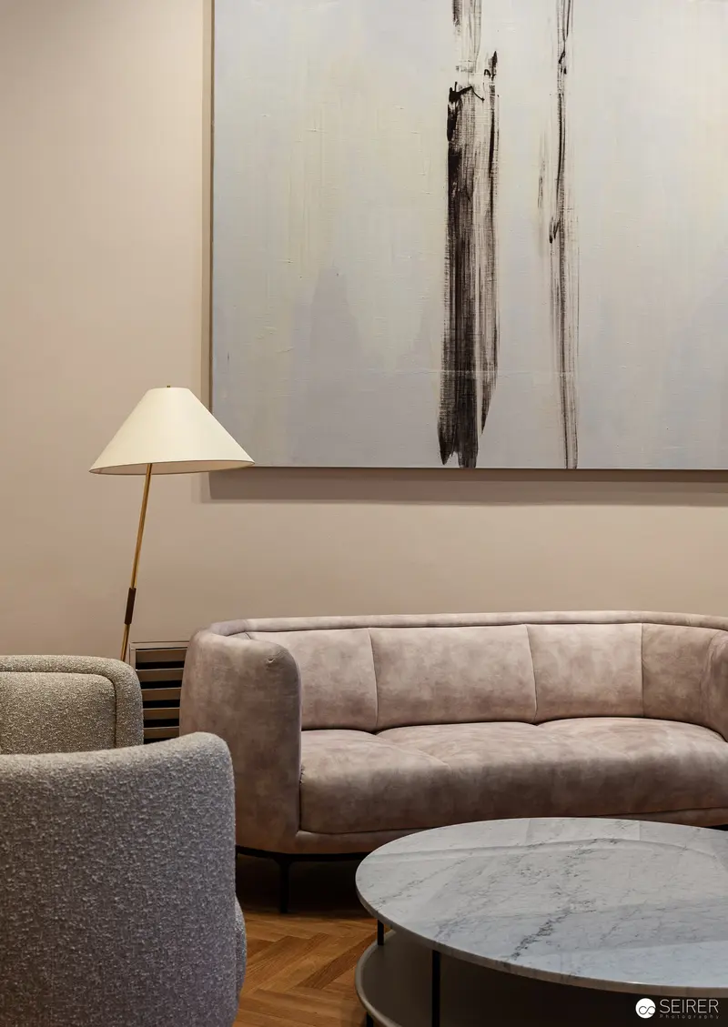 Contemporary Interior with Minimalist Artwork and Designer Furniture