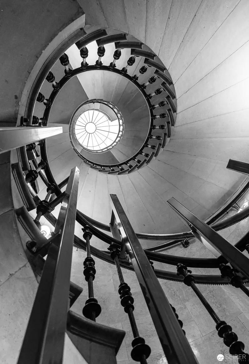 Spiral Staircase in Black and White: Architectural Geometry from Vienna