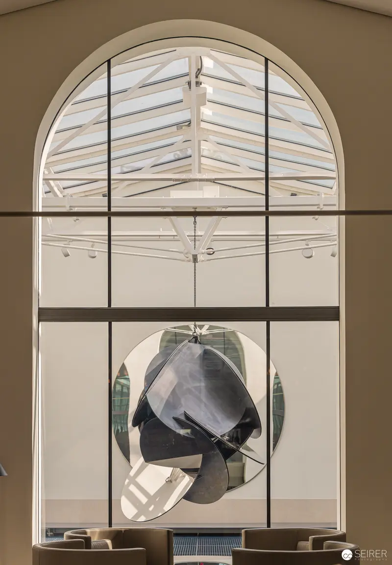 Eva Schlegel's Architectural Intervention: Suspended Sculptural Form in Arched Window