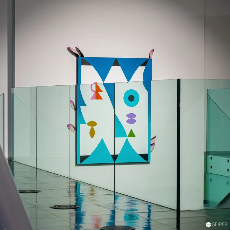 Daniel Bernath Abstract Geometric Artwork Suspended in Strabag Kunstforum Gallery Space
