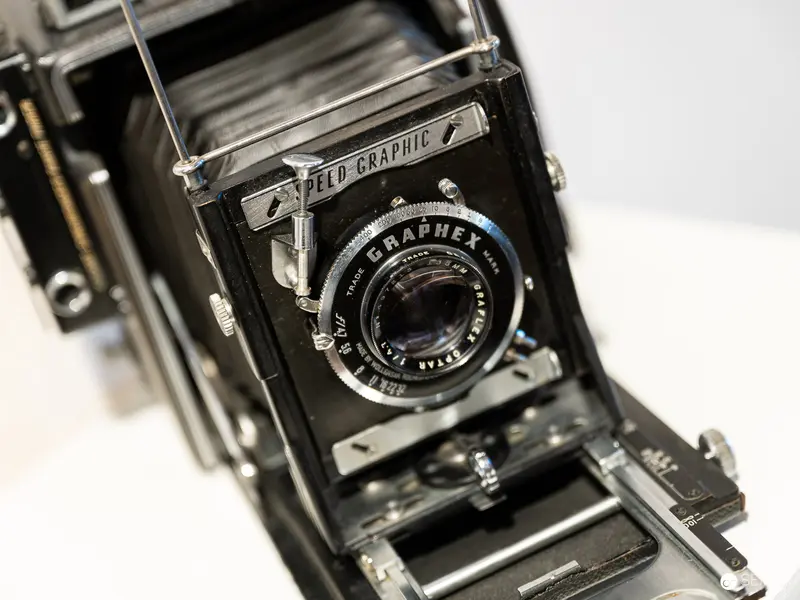 Vintage Graphex Field Camera Detailed Mechanical Close-Up