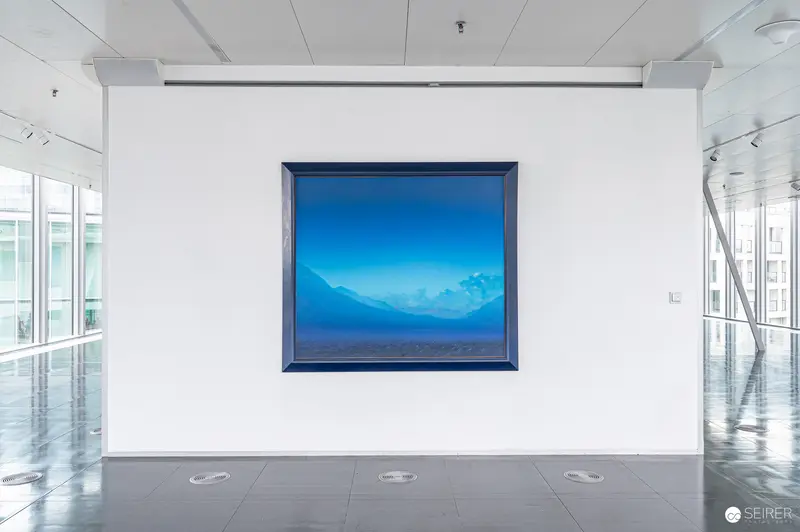 Helmut Ditsch Landscape Painting Displayed in Minimalist Strabag Kunstforum Gallery Space