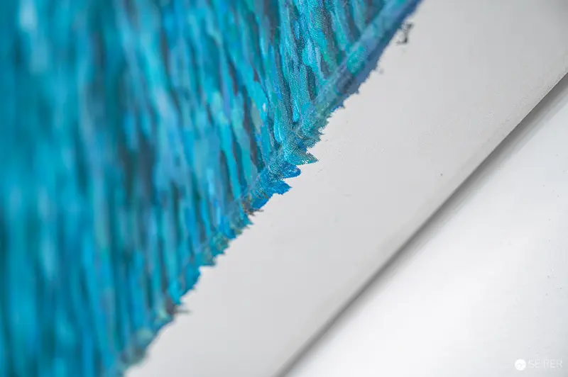 Macro Textile Detail in Vibrant Azure Blue and Soft White
