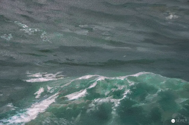Turbulent Seascape in Stormy Green-Gray Palette
