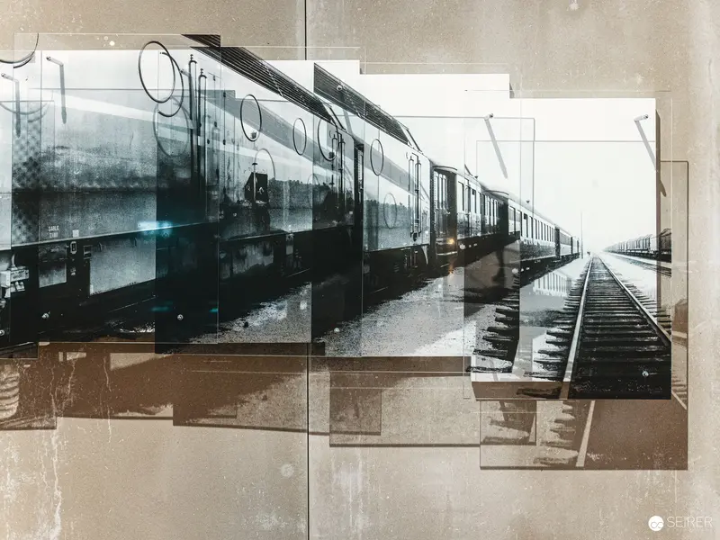 Fragmented Train Landscape with Abstracted Railway Perspective