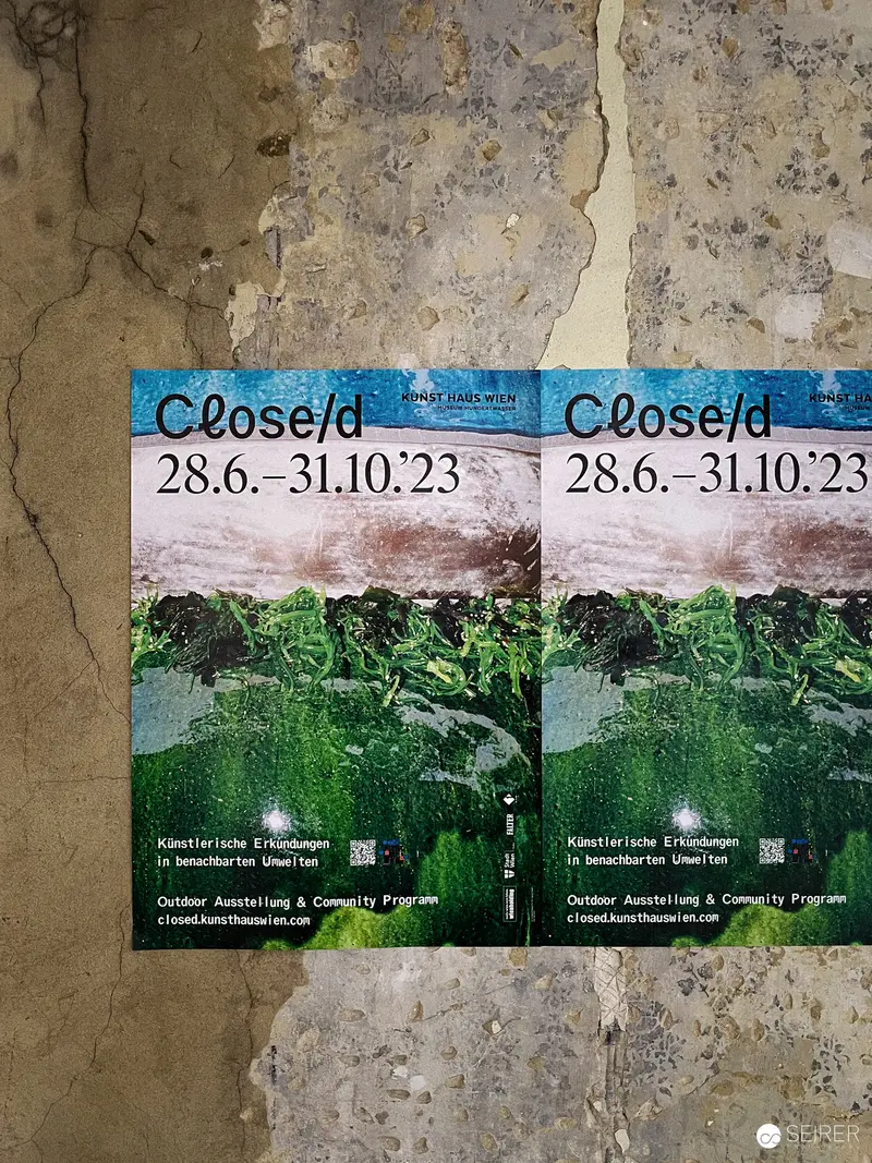 KUNST HAUS WIEN Close/d Exhibition Poster Diptych on Weathered Wall