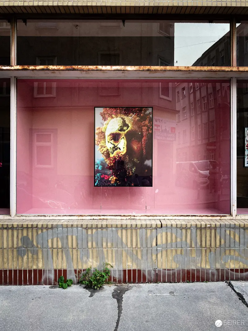 Kunst Haus Wien Exhibition Poster in Pink Urban Display Vitrine