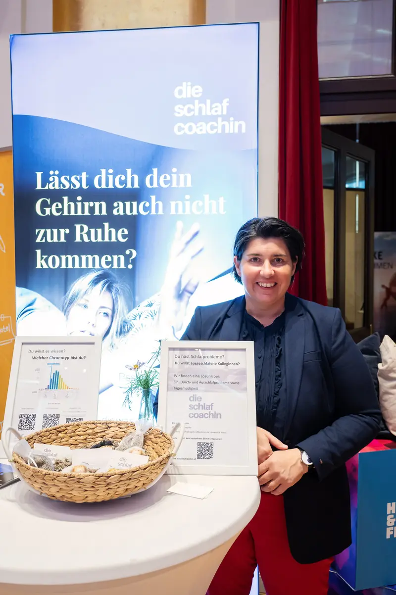 Health & Mind Festival Expert Presenting Brain Research Insights at Information Booth