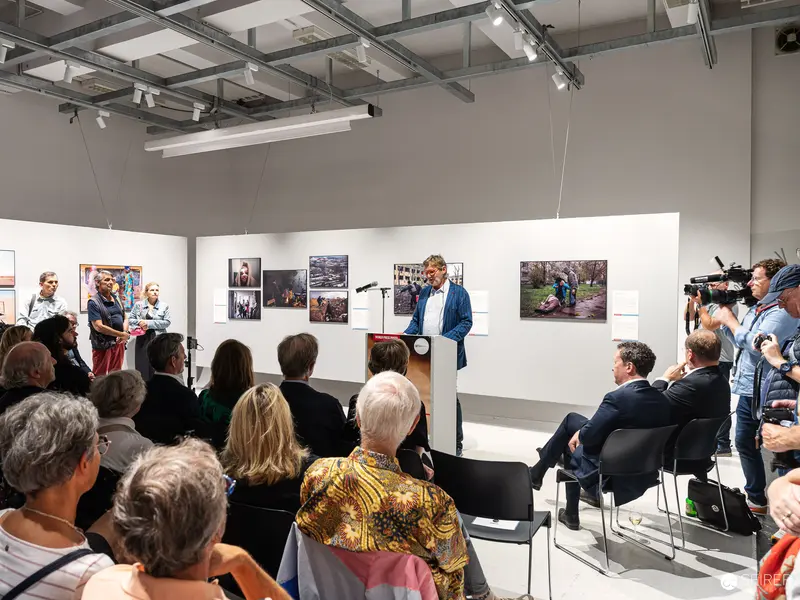 Peter Coeln Presenting World Press Photo Exhibition at Westlicht Gallery, Vienna