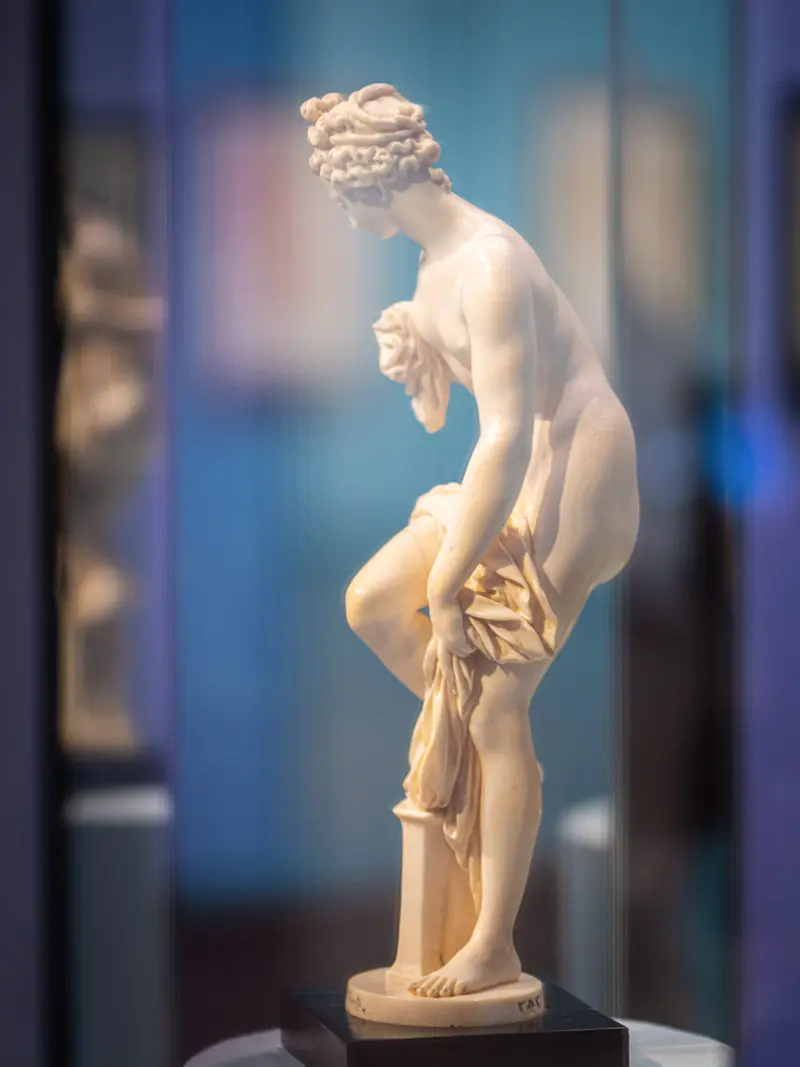 Classical Marble Sculpture of Nude Female Figure in Contemplative Pose