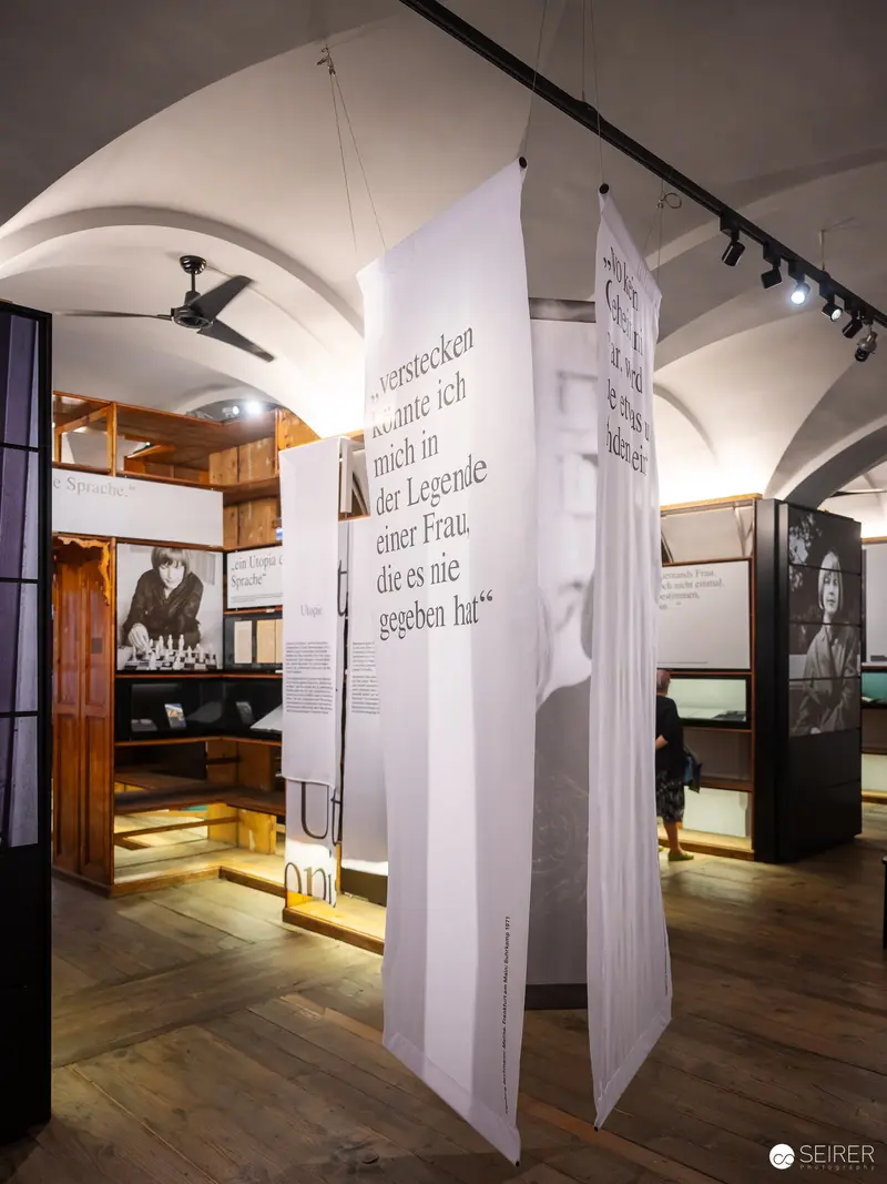 "Ingeborg Bachmann Exhibition: Literary Installation with Text Panels and Archival Displays"